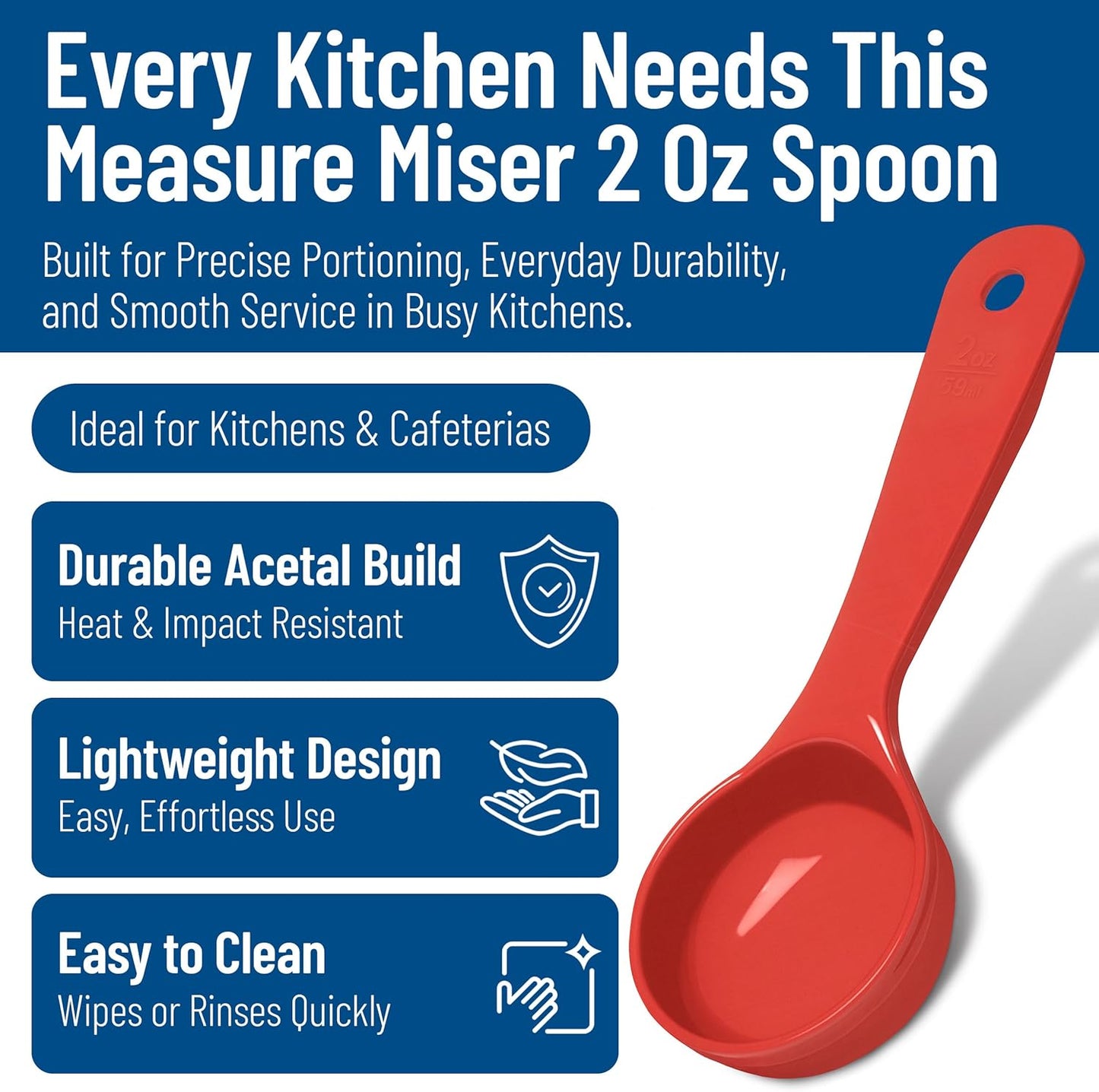 Carlisle FoodService Products 492104 Measure Miser Solid Measuring Spoon with Short Handle, 1 Ounce, Yellow