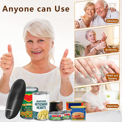 SAKAMOSH Electric Can Opener Smooth Edge, Battery Operated Kitchen Can Opener for Seniors with Arthritis, One Touch Side Cut Fits Most Can Sizes, Left-handed Friendly, Ideal Holiday Gift