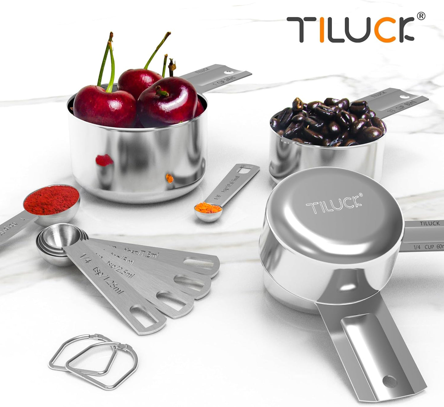 TILUCK Stainless Steel Measuring Spoons Set,Coffee Scoop Spoon,Kitchen Gadgets for Cooking & Baking,Set of 6