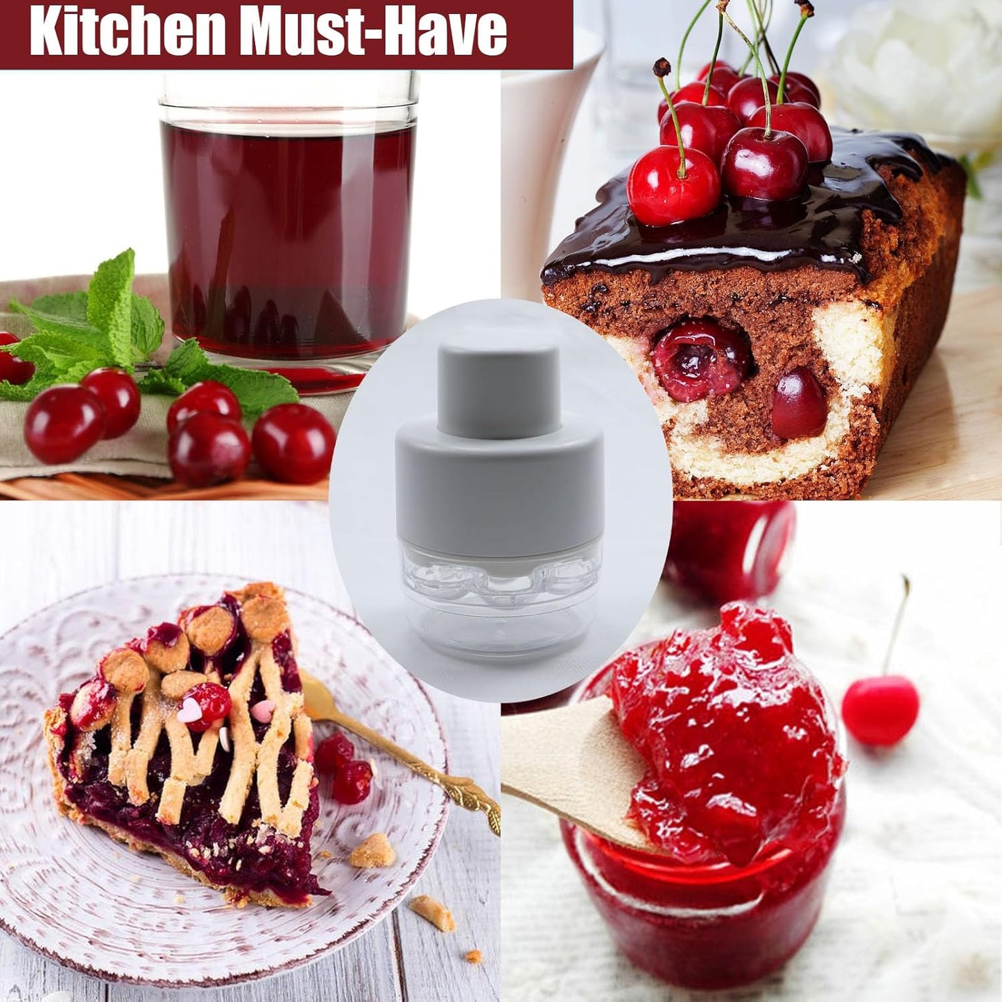 Efficient 7-Hole Cherry Pitter Tool – Quick-Release Seed Remover for Bakey, Time & Space-Saving Design (Red)