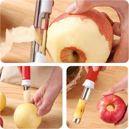 8 In Apple Corer,Apple Peeler And Corer Tool,Stainless Steel Kitchen Core Removal Tool,Fruit Core Remover, Apple, Pear, Bell Pepper(Red)