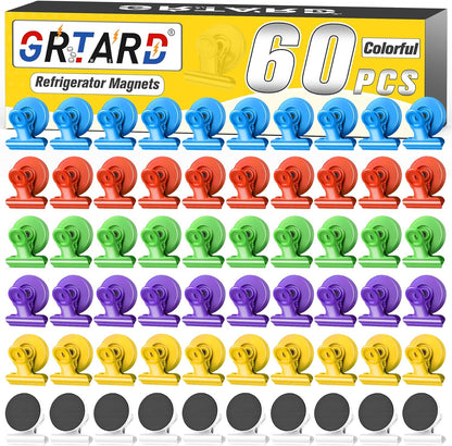 Grtard 12 Pack Magnetic Clips, Fridge Magnets Refrigerator Magnets, Strong Magnetic Clips Heavy Duty, Whiteboard Magnet Clip for Office Home Classroom Organization Kitchen Accessories(Black)