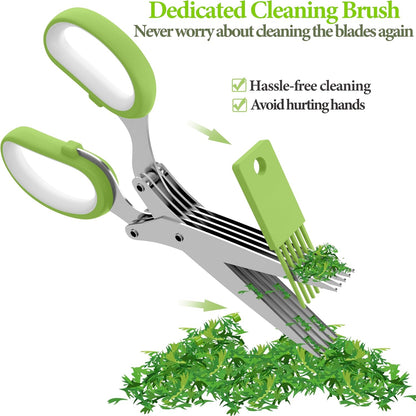 2025 Upgraded Herb Scissors, Effortless Herb Shears Cutter Tool with Sharp Stainless Steel Blades for Fresh Herbs, Must-Have Kitchen & Cooking Gadget, Black