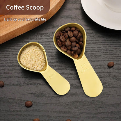 2 Pieces Stainless Steel Coffee Scoops Set(1 Tbsp,2 Tbsp) Durable Coffee Spoons with Ergonomic Handle Measuring Tablespoon for Canisters Tea Sugar Ground Coffee Whole Bean Milk Powder Flour (Golden)