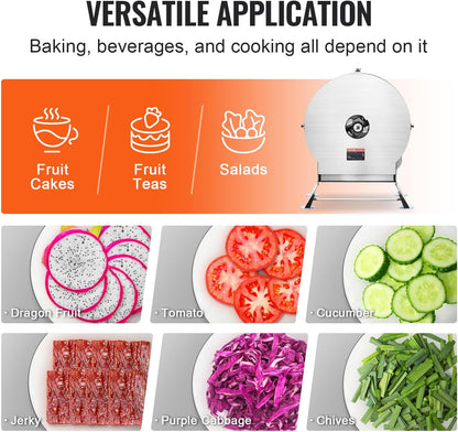 VEVOR Electric Vegetable Slicer, 0-0.5"/0-12mm Thickness Adjustable Commercial Slicer Machine, Convertible to Manual, Stainless Steel Food Cutter Slicing Machine, for Potato, Lemon, Tomato, Apple