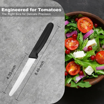 2-Pack Tomato Knife, Sharp Serrated Steak and Bread Knife Set, Premium High-Carbon 420 Stainless Steel Knives Blade for Soft Fruits, Vegetables, Meat & Home Kitchen Use