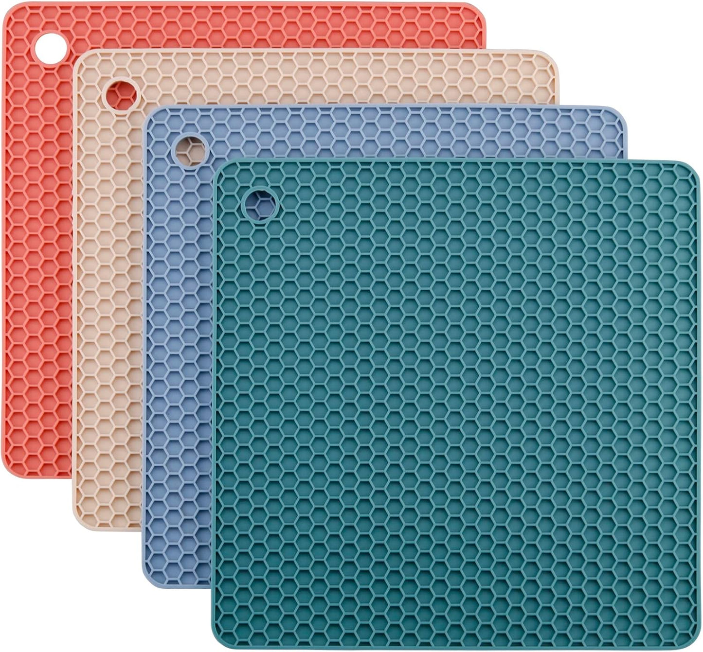 Silicone Trivets for Hot Dishes, Pots and Pans, Hot Pads for Kitchen, Dark Grey Silicone Pot Holders Mats for Kitchen Quartz Counter Heat Resistant Mat, Flexible Trivet Mat Set 4