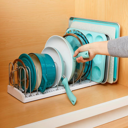 YouCopia StoreMore Adjustable Pan and Lid Rack, Pot Lids and Pans Organizer for Kitchen Cabinet Storage, Classic Edition