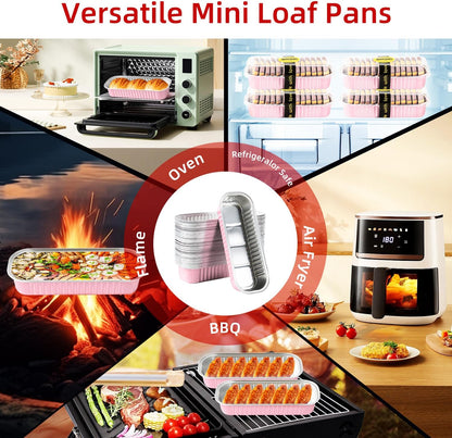 Mini Loaf Pans with Lids and Spoons Sealing Sticker,30 Pcs 6.8oz Cake Pans for Baking Disposable Aluminum Foil Christmas Cake Pan (30 PCS GOLD)