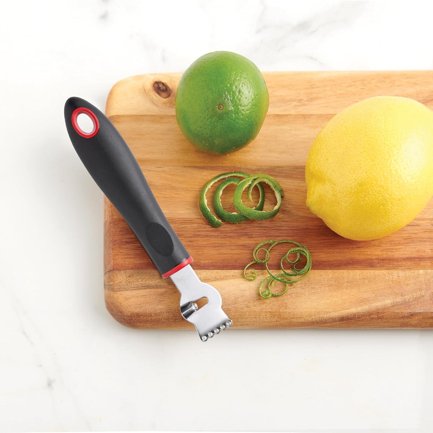 CatCora Citrus Zester Stripper, Professional Japanese Stainless Steel Blade For Zesting, Citrus Peel Twists, and Chocolate Curl Garnishes, Ergonomic Soft-Grip Handle
