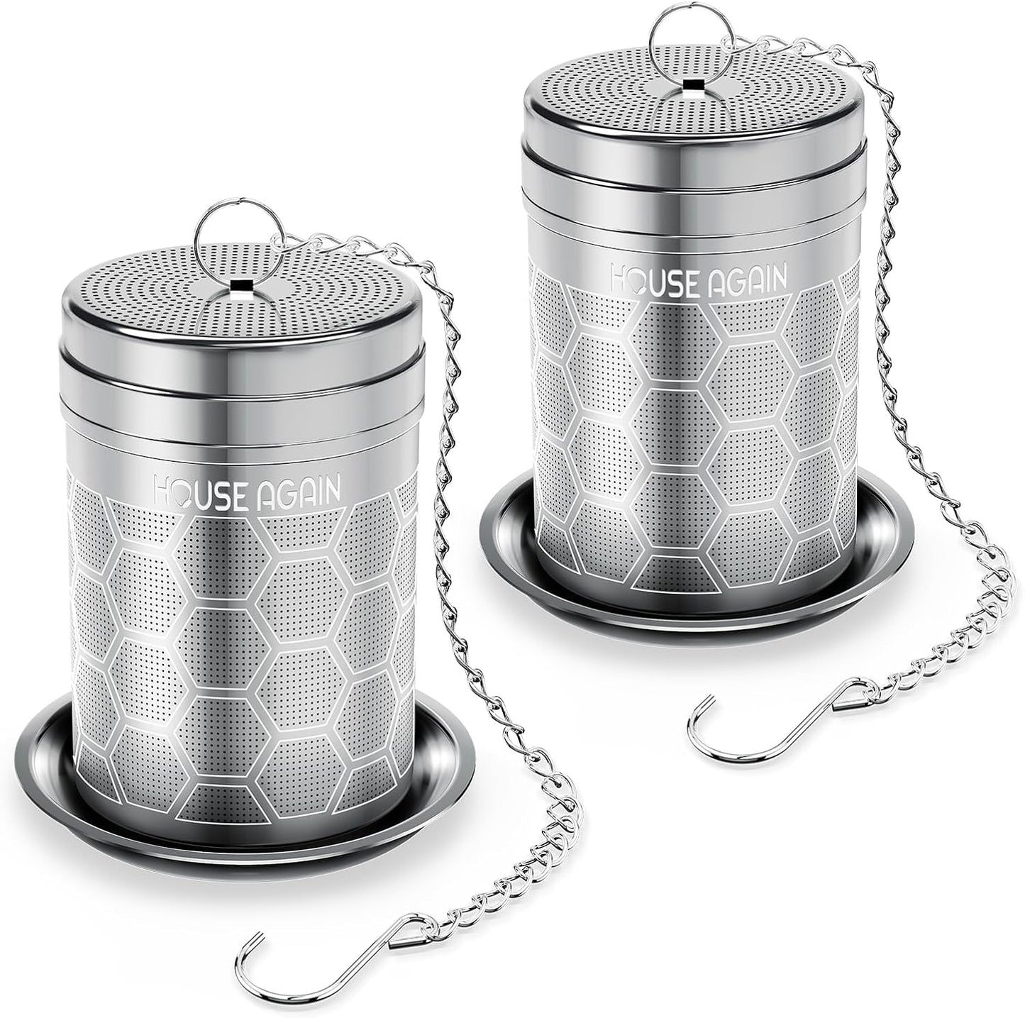 House Again Tea Infusers, Extra Fine Mesh Tea Strainers for Loose Tea, Updated Slim Threaded Lid & 304 Stainless Steel, Loose Leaf Tea Steeper for Brew Tea Spices & Seasonings