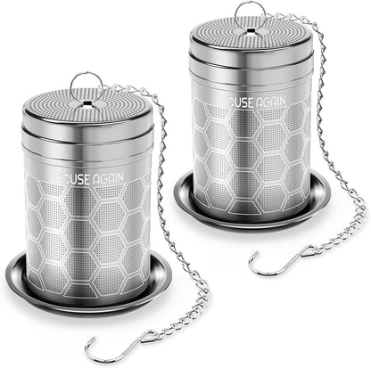 House Again Tea Infusers, Extra Fine Mesh Tea Strainers for Loose Tea, Updated Slim Threaded Lid & 304 Stainless Steel, Loose Leaf Tea Steeper for Brew Tea Spices & Seasonings