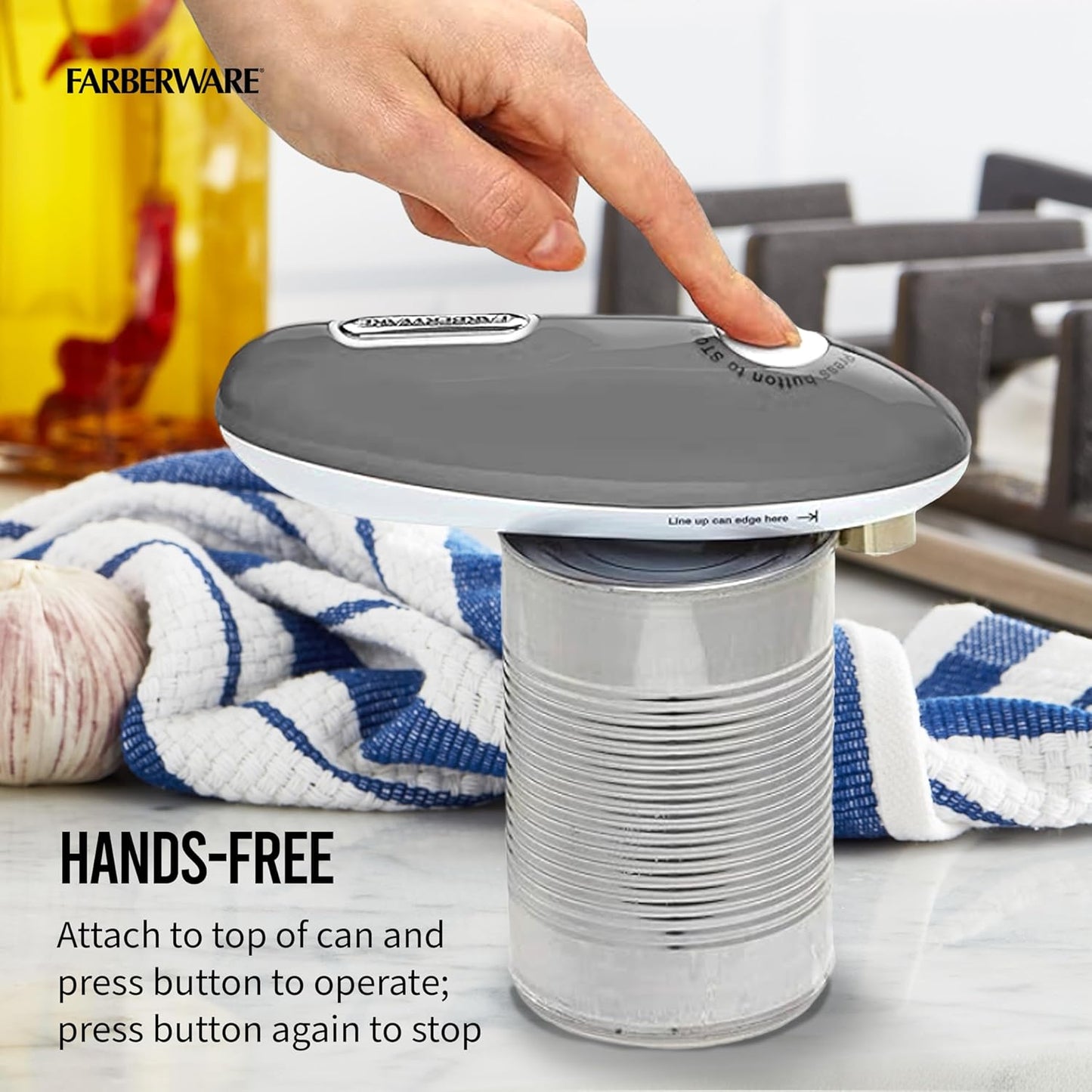 Farberware Compact Battery Operated Hands-Free Automatic Can Opener for any Size Can with Magnet to Safely Remove Lid, Seamless Opening Decreases Sharp Edges for Easily and Safely Opening Cans, Aqua
