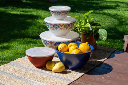 Rio Medallion Set of 5 Melamine Mixing Bowls with Lids for Mixing and Kitchen Storage