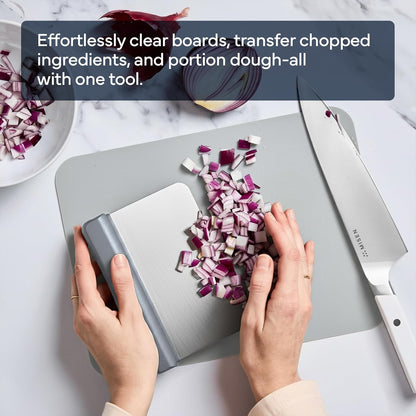 Misen Stainless Steel Bench Scraper - Versatile Food Scraper with Walnut Handle - Ideal for Kitchen, Pastry & Dough - Durable Cutting Board Scraper Tool - Effortless Transfer into Pots & Pans -Walnut