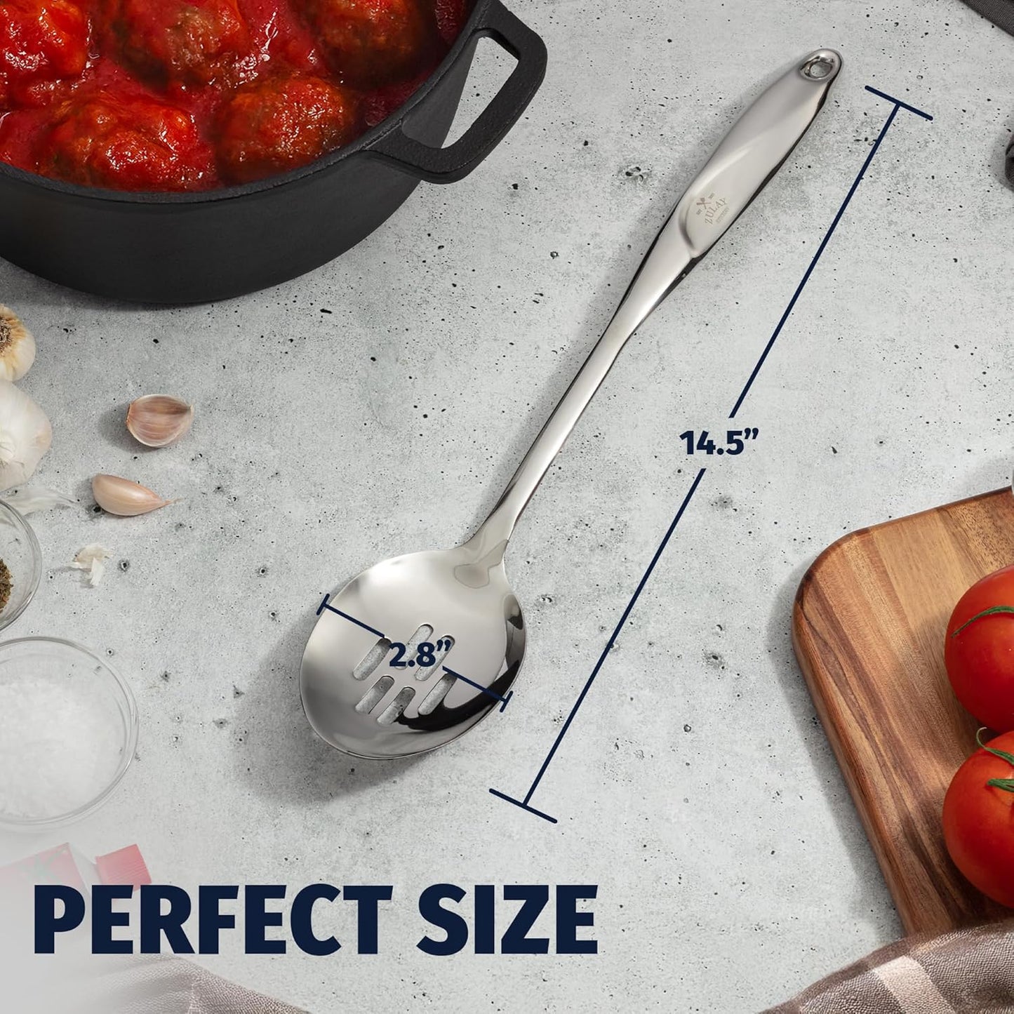 Zulay Kitchen Stainless Steel Spatula - 14.8” Heat-Resistant Metal Slotted Turner for Cooking, Frying & Grilling - Durable, Rust-Proof & Dishwasher Safe Kitchen Utensil for Everyday Use