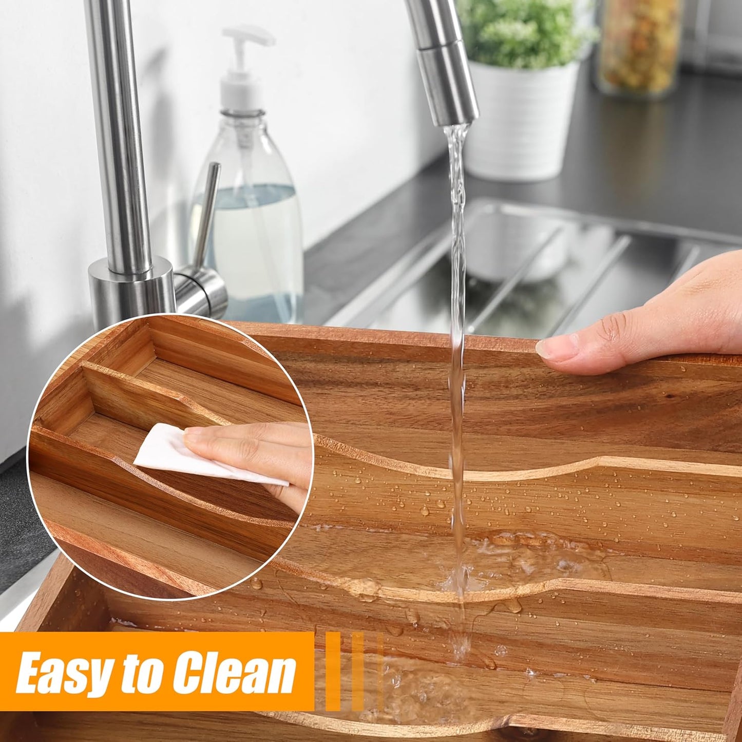 Bellsal Silverware Organizer Kitchen Drawer Organizer Expandable Bamboo Utensil Holder Cutlery Tray for Kitchen Utensil and Flatware Bedroom Office