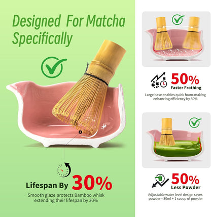 TEANAGOO Matcha Whisk Set,7 Pcs Matcha Start Set Lt.Grey,Matcha Kit for Ceremony,Matcha Tea Set with Whisk and Bowl with All Accessories,Gift for Friend/Family