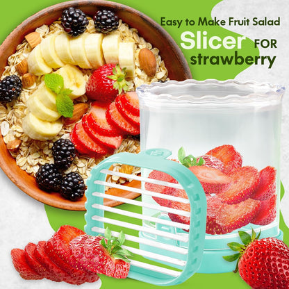 Creative Strawberry & Fruit Slicer - Detachable Cutter with Push Plate (Black)