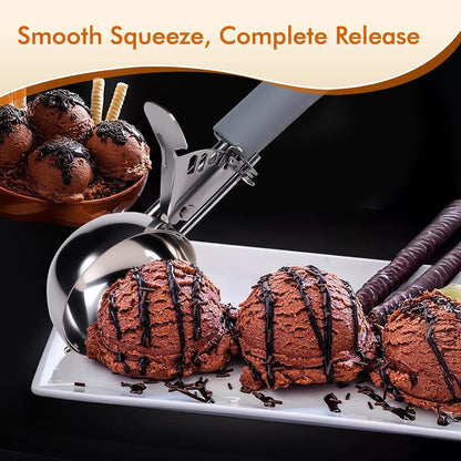 Fayomir 4 OZ Scoop, #8 Disher, Large Ice Cream Scoop with Trigger, Muffin Scoop, Large Cookie Scoops for Baking, Grey Handle, With Trigger for Portion Control