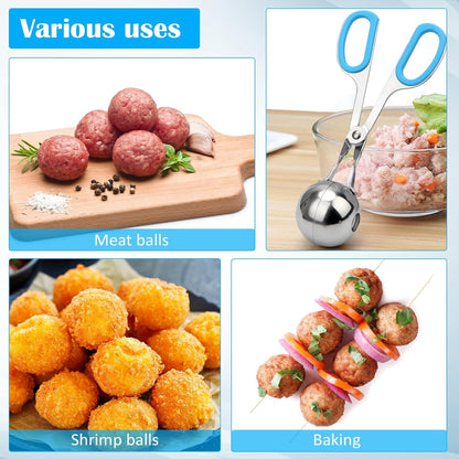 Meatball Maker, AHIER 2PCS None-stick Meatball Scoop Ball Maker with Detachable Anti-Slip Handles, Stainless Steel Meat Baller Cake Pop Scoop for Kitchen (1.38"&1.78")