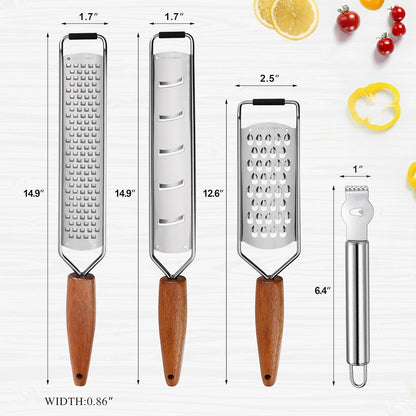 Lemon Zester, Stainless Steel Kitchen Cheese Grater, Plastic Cover Ergonomic Soft Black Handle