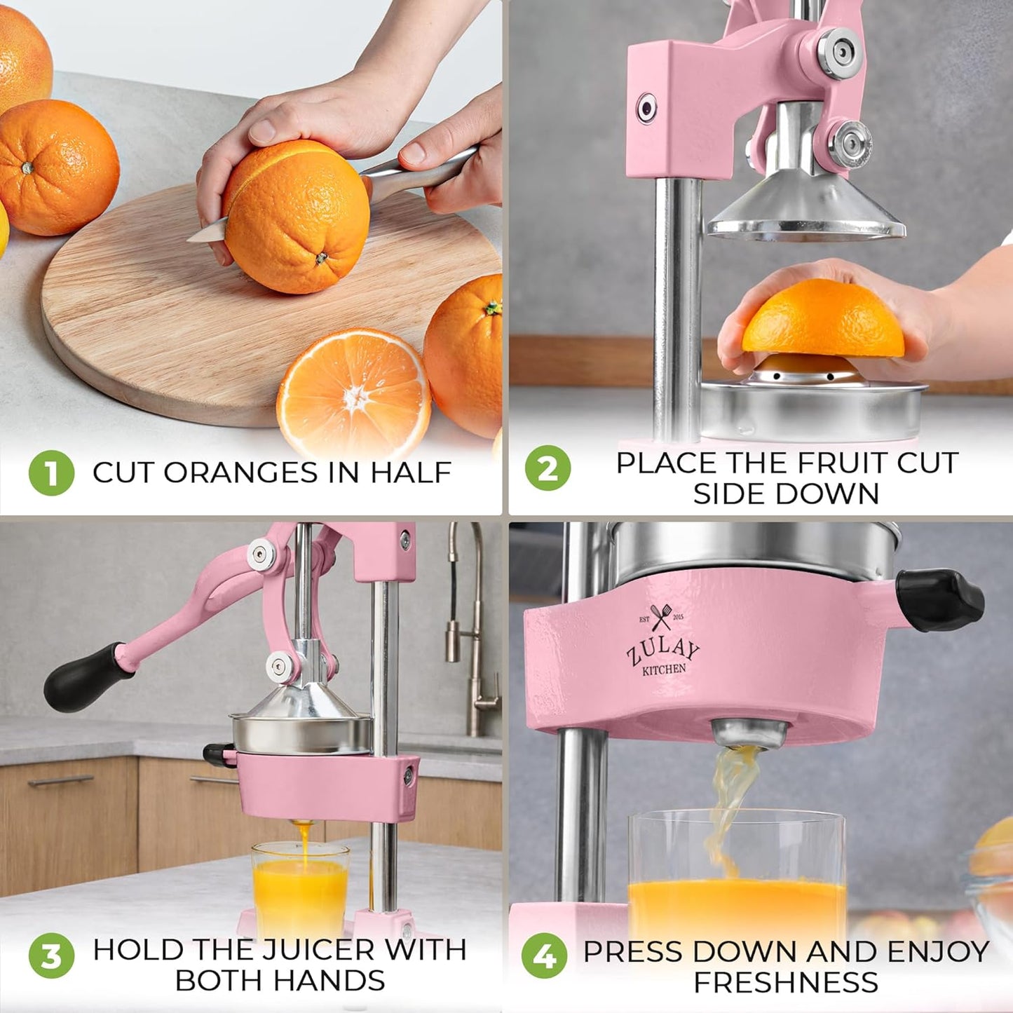 Zulay Kitchen Cast Iron Juicer - Heavy Duty Manual Juicer with Detachable Strainers for Easy Cleaning, Orange Juice Press for Citrus Fruits, Perfect for Bartenders, Juice Lovers & Health Enthusiasts