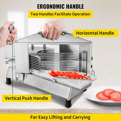 VEVOR Commercial Tomato Slicer, 1/4 inch Tomato Cutter Slicer, Stainless Steel Heavy Duty Cutter Machine, Manual with Non-slip Feet, for Cutting Tomatoes, Cucumbers, Bananas