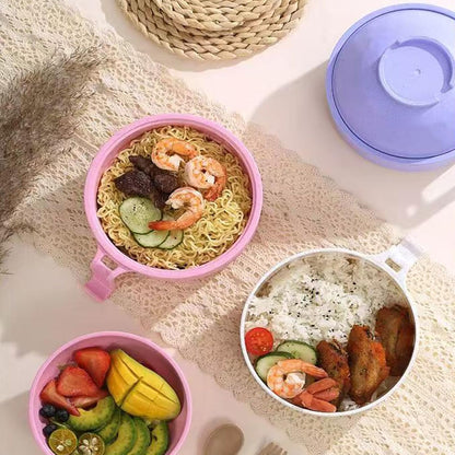 Microwave Ramen Bowl,Microwave Ramen Cooker with Lid,Plastic Mixing Salad Pasta Fruit Rice Cereal Instant Noodles Soup Maker Plate Bowls Set Kitchen College Dorm Room Essentials,Purple