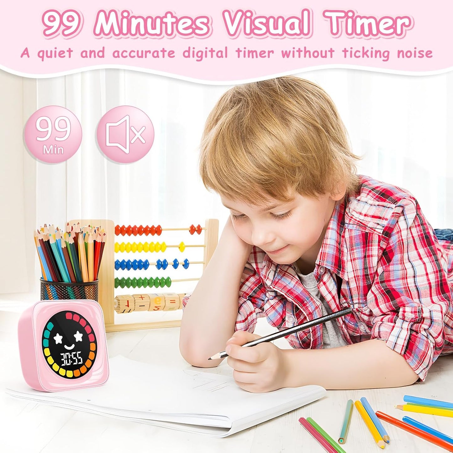 Visual Timer, 99 Minute Digital Kitchen Desk Timer for Office Supplies Home Productivity Management Tool Countdown Count Up, White
