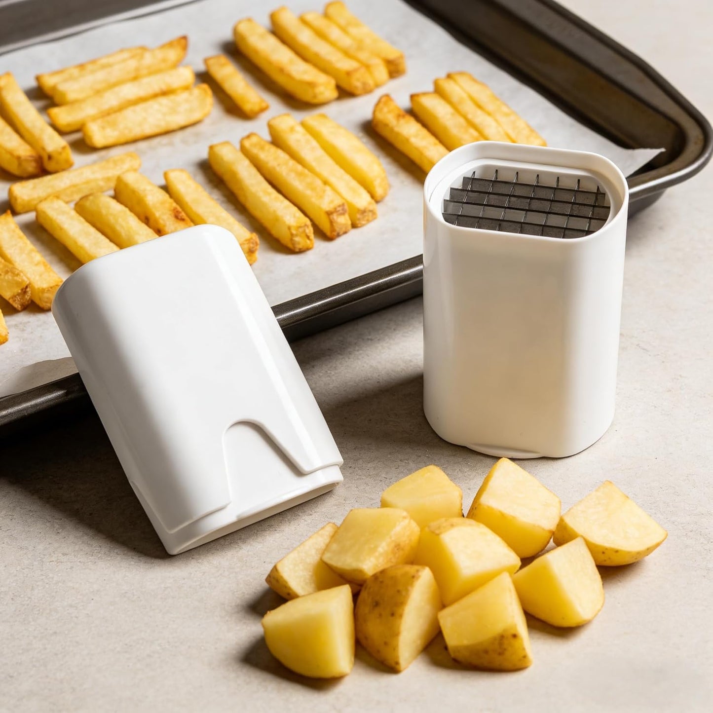 French Fry Cutter,Natural Cut Rapid Vegetable Dicer,Stainless Steel Potato Cutter French Fry Cutter Fries Potato Cutter Potato Tool for Kitchen