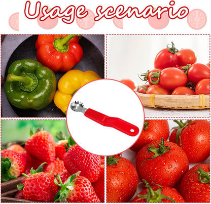 4pcs Stainless Steel Fruit Corer Tool, Tomato Strawberry Huller Vegetable Stem Remover Kitchen Gadget for Easy Fruit Balling (White)