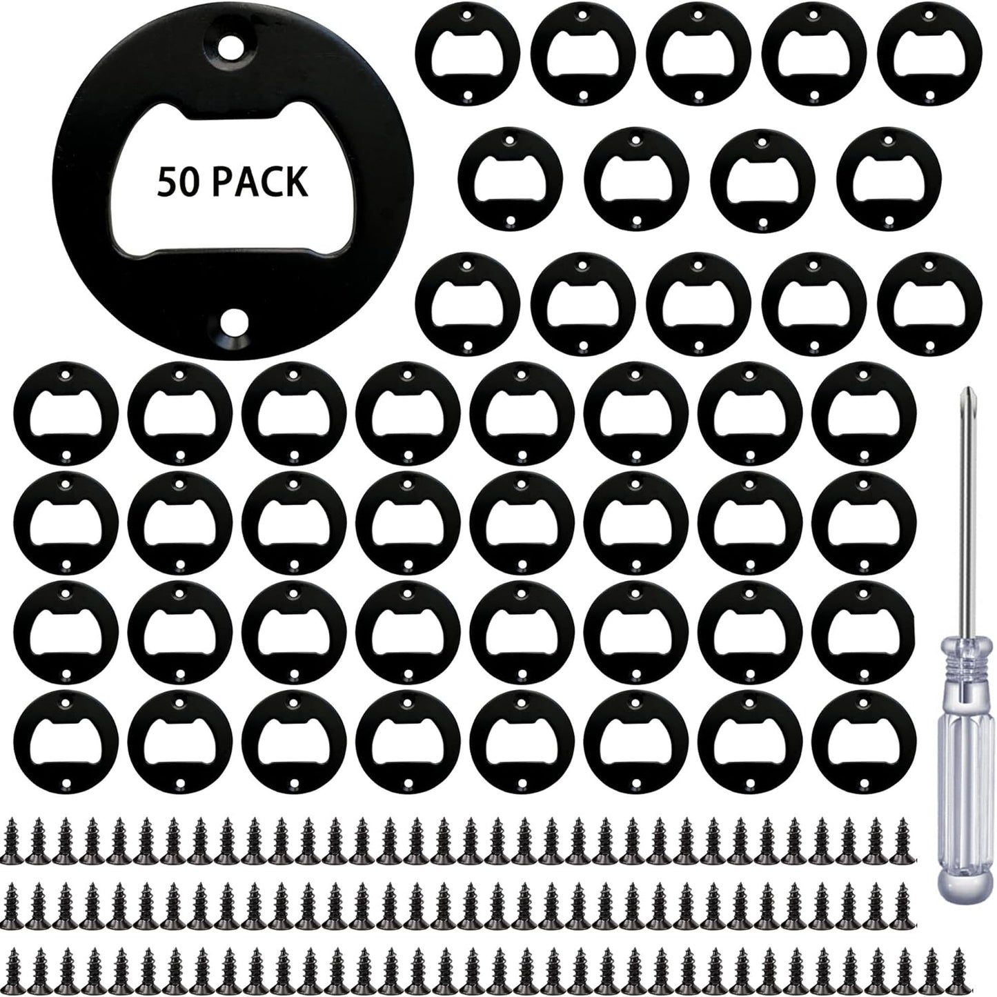 Bottle Opener Insert - 20 Sets Stainless Steel Inserts Kit with Screws Screwdriver for DIY Resin Mould Kit Hardware Parts Supply（black)