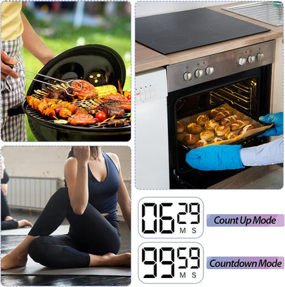 Weewooday 24 Pcs Digital Kitchen Timer Magnetic Timer Bulk On/Off Switch Minute Second Count up Countdown Loud Alarm for Exercise Cook Baking (Black,White)