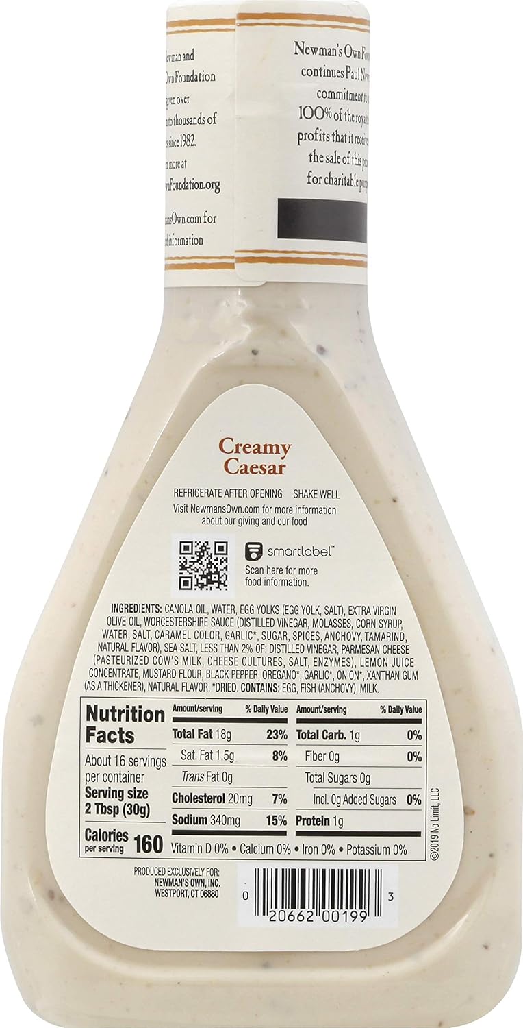 Newman's Own Salad Dressing, Caesar, 16-Ounce Bottles (Pack of 6)