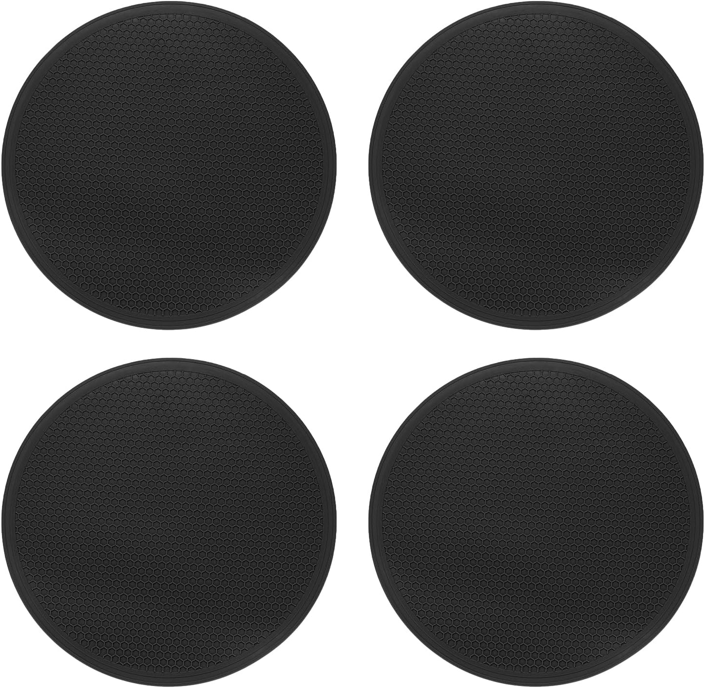 uxcell 4pcs Silicone Trivet Mats 7.9" Dia Round Non-Slip Silicone Pot Holders for Hot Pots and Pans, Heat Resistant Hot Pads for Kitchen Hot Dishes Table Countertops, Black