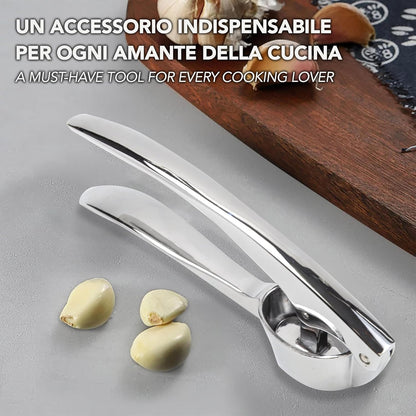 IPEA Stainless Steel Garlic Press for Garlic, Ginger, Chilli – Super Solid – Elegant Design – Professional Kitchen Garlic Press for Squeezing Nuts and Foods – Crusher – Easy to Clean