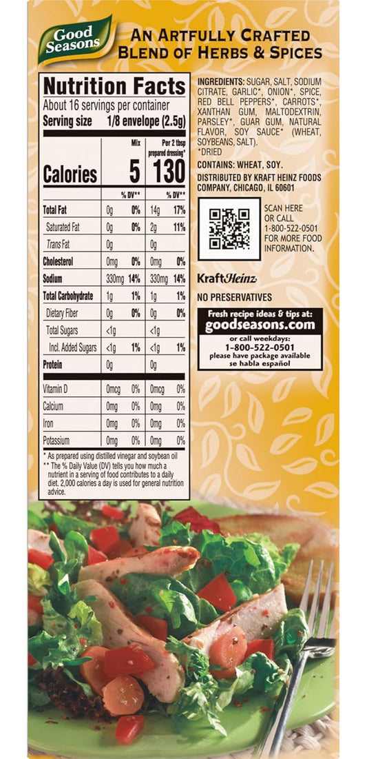 Good Seasons Salad Dressing & Recipe Kit, Cruet with 2 Count Italian Dressing Mix (2 Cruets, 4 Mixes)