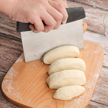 Pasta Scraper with Handle and Measuring Scale, Bench Scraper with Stainless Steel Blade for Food Grade 7 Inch Pasta Scraper Black