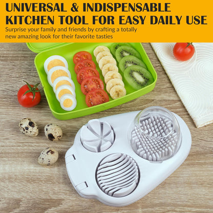 CraftyCrocodile Egg Slicer for Hard Boiled Eggs - 3 Slice Modes Egg Cutter, Heavy Duty, Stainless Steel Dicer - Kitchen Chopper Tool for Strawberry, Mushroom, Grape, Cherry Tomato - Mint Green