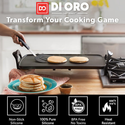 DI ORO - Chef Series FLEX Silicone Spatula 600ºF Heat-Resistant Flexible Silicone Rubber Turner Spatulas (3-Piece Set)