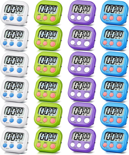 4 Pack Digital Kitchen Timer Magnetic Digital Timer with Big Display Loud Ring Cooking Timers for Cooking, Game, Gym, Break Time, Classroom(4, Pink, Green, Orange, White)
