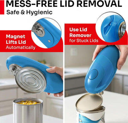 MUELLER HOME SmoothEdge Auto Electric Can Opener – Battery‑Operated One‑Touch w Magnet Lid Lifter – Portable Hands‑Free Automatic Can Openers for Seniors & Arthritis, Smooth‑Edge Cut Technology, Black