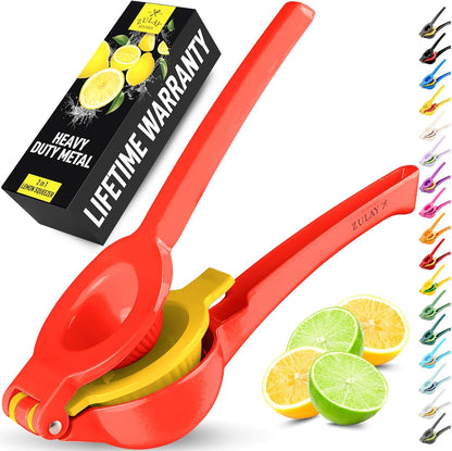 Zulay Kitchen Metal 2-in-1 Lemon Squeezer - Sturdy Max Extraction Hand Juicer Lemon Squeezer Gets Every Last Drop - Easy to Clean Manual Citrus Juicer - Easy-Use Lemon Juicer Squeezer - Yellow/Green