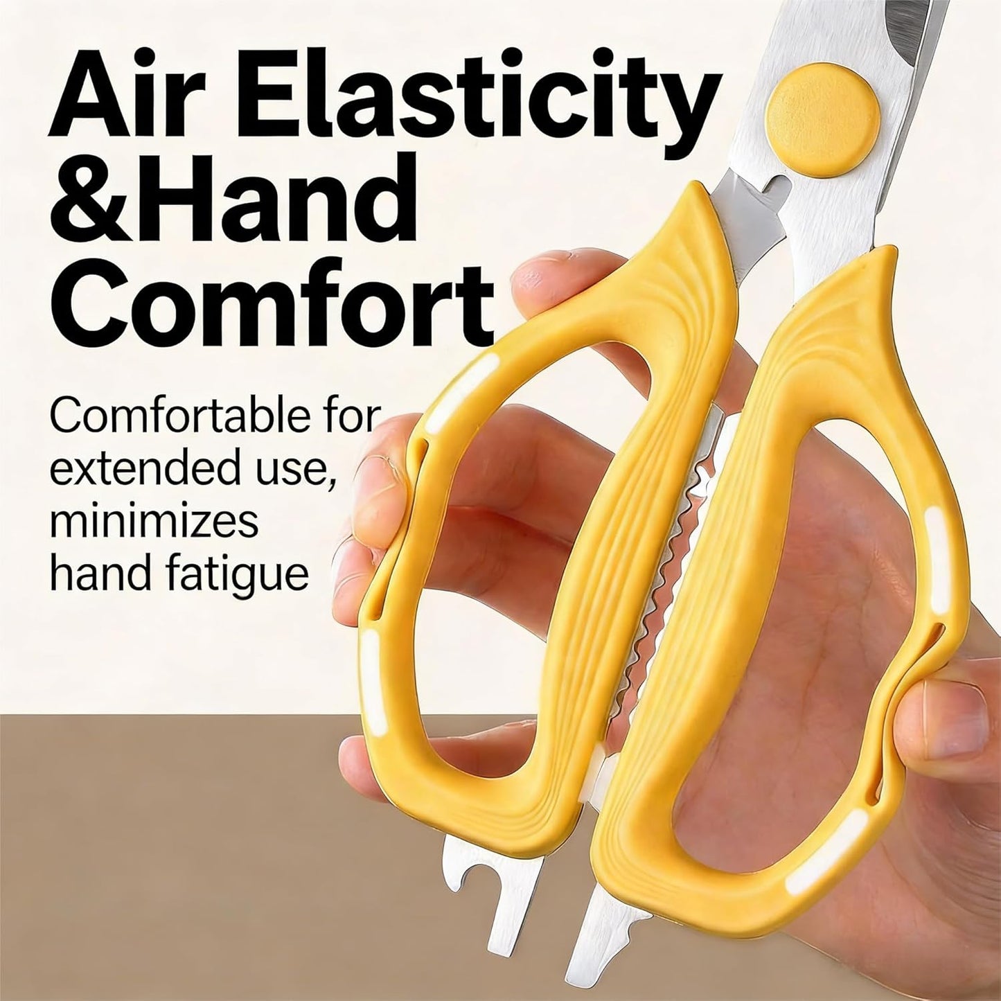 Kitchen Shears Scissors Food Scissors, 8-in-1 Multifunction Japanese Stainless Steel Meat Shears, Dishwasher Safe Sharp Shear All Purpose with Comfort Grip, Ideal for Everyday Use-Yellow