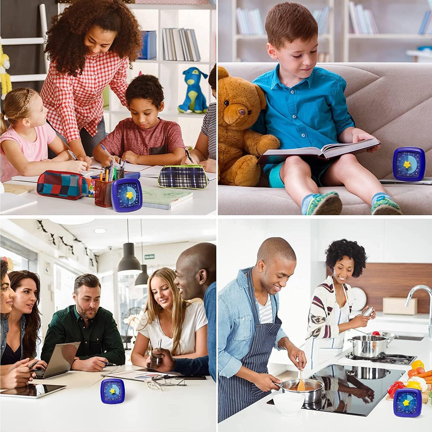Secura 60-Minute Visual Timer, Silent Study Timer for Kids and Adults, Time Clocks, Time Management Countdown Timer for Teaching (Navy Blue & Navy Blue)