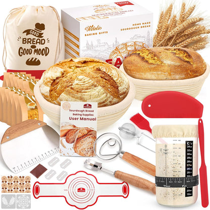 Sourdough Starter Kit, Sourdough Bread Baking Supplies, Bread Proofing Basket, Sourdough Kit for Modern Home and Kitchen, Sourdough Bread Basket, Sour Dough Kit Tools, Bread Making Tools Kit