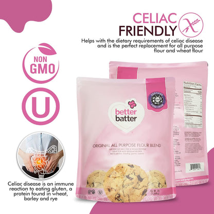 Better Batter Original Blend Multipurpose Gluten Free Flour 2.5lb – Certified GFCO, Vegan, Kosher, Non-GMO – Top 9 Allergen Free, Award Winning Cup-for-Cup Baking Alternative to Regular Wheat Flour