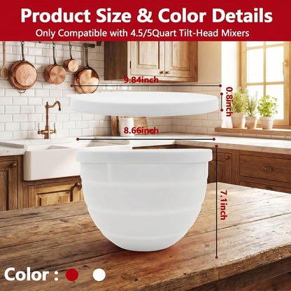 3 Pack Silicone Bowl Liners with Lids for KitchenAid 5QT Tilt Head Mixer, Collapsible Food-Grade Bowl Inserts, Thick Heat/Cold Resistant Silicone Mixing Bowl Liners