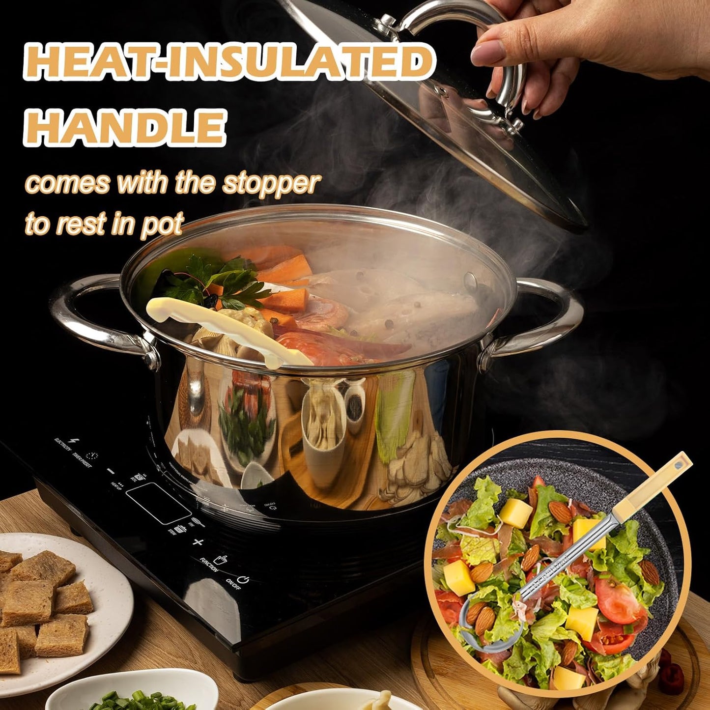 2 Pcs Dog Food Scoop Long Handled Scoops 3/4 Cup Stainless Steel Measuring Cups Portion Control Serving Spoons for Dogs Cats Birds and Rabbits Pet Food Feeding Scoop (3/4 Cup)